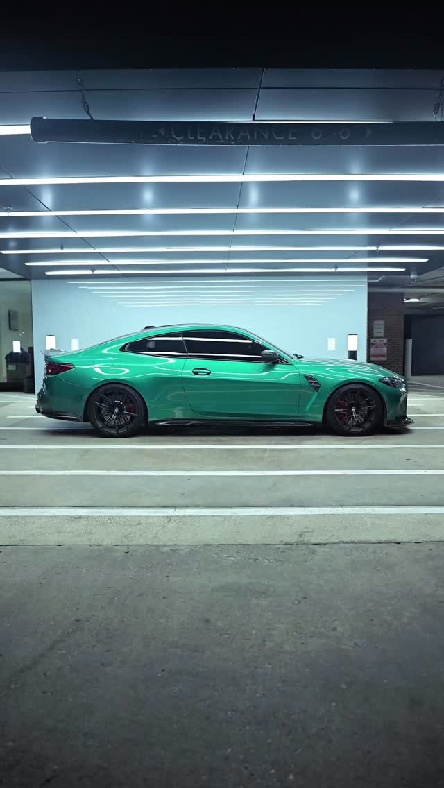 BMW M4 wrapped in custom green vinyl